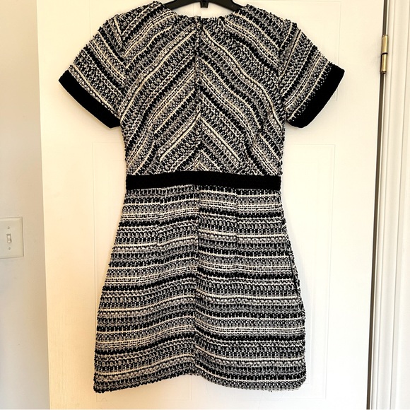 Mini Tweed Short Sleeves Black/White/Gold Cocktail Dress H&M - Picture 2 of 7